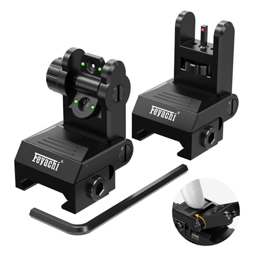 Feyachi Flip Up Sights Fiber Optics Iron Sight with Green Red Sight Front and Rear Backup Rifle Sight for Picatinny Rail - Image 9