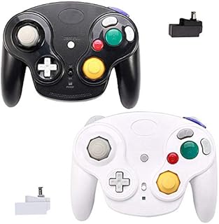 TOOPONE Wireless Gamecube Controllers, Classic Gamecube Wavebird Wireless wii Controller Remote Gamepad Joystick for Nintendo Gamecube Console, Compatible with Wii (Black and White)