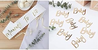 Ginger Ray Foiled Mother to Be Baby Shower Sash Decoration, White and Gold