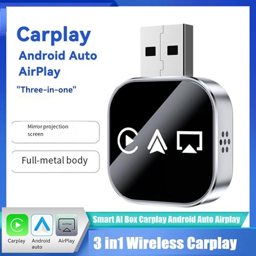 Adaptador inalámbrico CarPlay y Android Auto Onchdbfhuu 2X USB para pasar de cable a inalámbrico 3