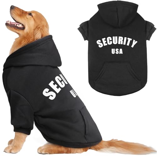 Dog Sweaters for Large Dogs Security Dog Hoodie Warm Cozy Brushed Fleece Interior Dog Clothes Dog Sweatshirt with Pocket Dog Hoodie for Large Dogs(XL)