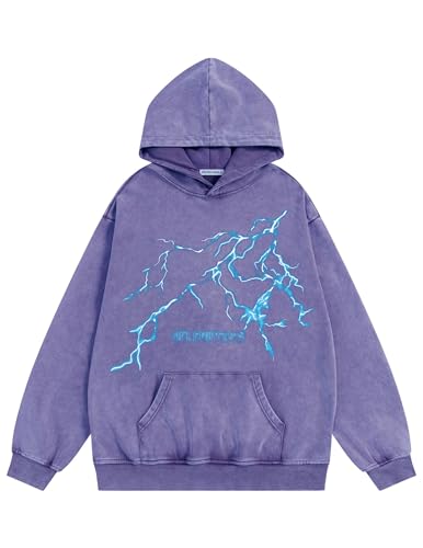 Aelfric Eden Mens Lightning Graphic Hoodies Print Oversized Unisex Vintage