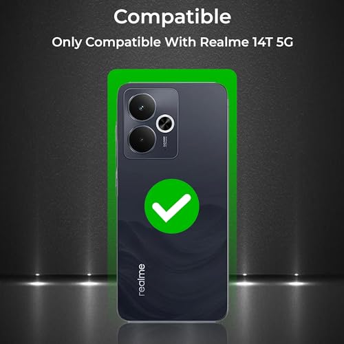 Image of A rtistque Clear Hard Armor Transparent Cover Case for Realme 14T 5G | Anti-Drop Shockproof | TPU Edge | Stylish Design | Camera Protection | Realme 14t 5g Back Cover - Black