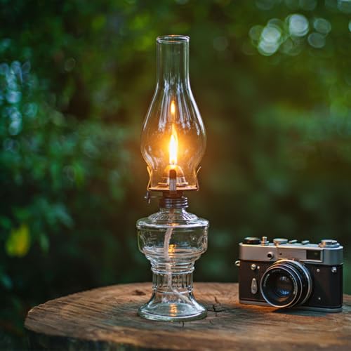 Image of 2 Pcs Oil Lamps for Indoor Use, Hurricane Kerosene Lamp, Transparent
