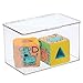 mDesign Set of 2 Storage Boxes with Lids – Stackable Plastic Storage Boxes for Nursery – Practical Plastic Toy Box Set – Clear