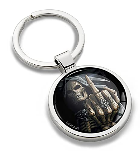 Biomar Labs® 3D Metal Porte-clés Skull Middle Finger Crâne Majeur MГ©dius Tête de Mort Cadeau...