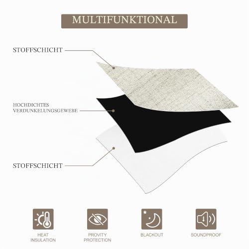 CUCRAF Vorhang 100% Blickdicht Leinen Gardinen mit Ösen Verdunklungsvorhänge Gardinen Hellbeige H229 x B167 cm 2er Set… – Ansicht 3