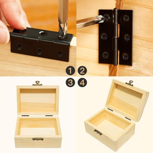 Scharniere Klappbar 8 Stück Türscharnier Scharnier 45x31 mm Schaniere Klavierband mit 48 Stück Schrauben Edelstahl klein Scharnier Hinges für Fenster Schrank Schwarz