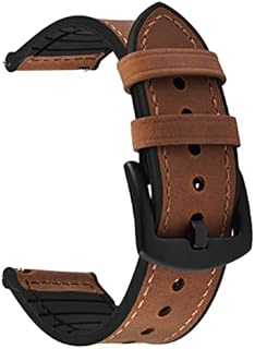 Fullmosa Uhrenarmband 22mm, Leder- und Silikonarmband, Smartwatch Armband für Samsung Galaxy Watch/HuaWei Watch/Garmin Forerunner/Amazfit, 22mm Braun + Schwarze Schnalle