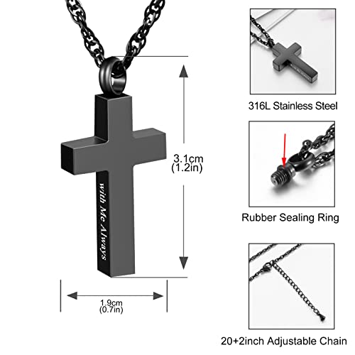 Cremation Cross Necklace for Ashes Stainless Steel Cross Urn Pendant Ashes Holder Memorial Jewelry-With Me Always2