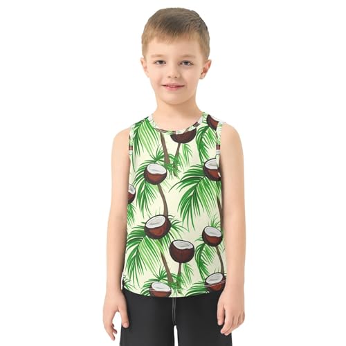 Coconut Palm Fronds Ivory Boys Tank Tops Toddler Sleeveless Tank Top Undershirts for 3-15 Years,3T2