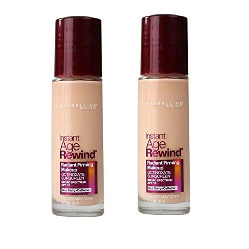 Maybelline New York Instant Age Rewind Radiant Firming Makeup, Creamy Ivory 120, 1 Fluid Ounce, Pack of 2