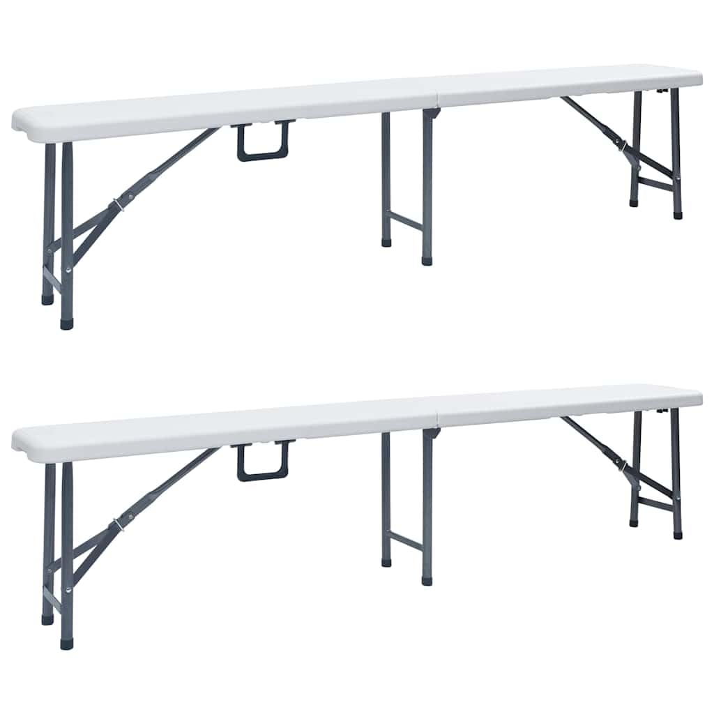 Składane ławki ogrodowe 2 szt. 180 cm HDPE białe
