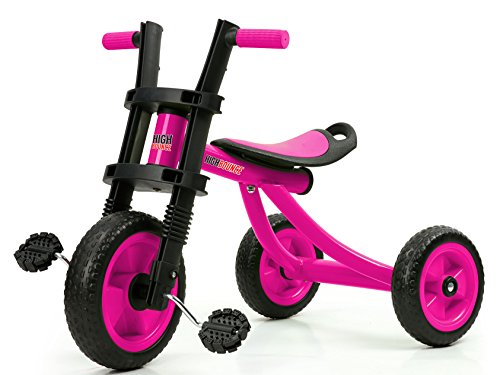 High Bounce Kids Tricycle - Extra Tall 3 Wheel Kids Trike, for Toddlers and Kids Ages 3-6 Adjustable Seat Tricycles, Soft Rubber Handle (Pink)