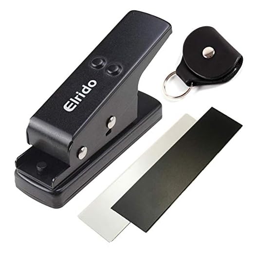 Elrido Guitar Picks Maker DIY Guitar Pick Punch Cutter with Leather Key Chain Pick Holder and 2 Pick Strips Sheet, Guitar Picks Making Tool Puncher Plectrum Punch Perfectly Every Time (1mm, Black)