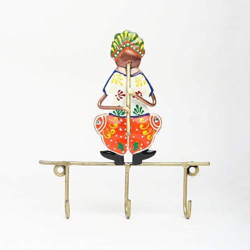 Image of Habere India-All the Cultures Fabricating India Keychain Stand | Keys Organizer | Key Hanger for Wall | Keychain Holder | Modern Key Holder for Wall (Orange - 16x3x17 cm)