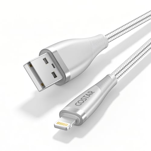 Image of COSTAR USB to 8 Pin Charging Cable, 3A Fast Charger Nylon Braided Cable, Data Sync Transfer For iPhone 14 /Pro Max /13 /12 /12 Pro,11,Mini, X, 8,7,6(silver 2m)