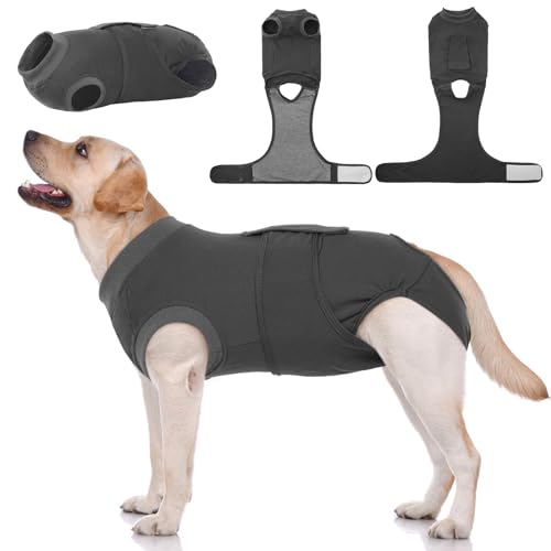 Kuoser Dog Surgery Suit Female Spay, Dog Recovery Suit Male Neuter, Puppy Clothes Onesie for Surgery Anti Licking Abdominal Wounds Pet Surgical Recovery Bodysuit Shirt, Substitute E-Collar & Cone