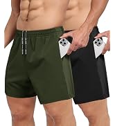 BOOJO 2 Pack Men's Gym Workout Shorts - 5'' Quick Dry Athletic Running Shorts for Casual Basketba...