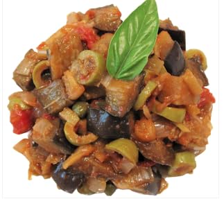 CAPONATA DI MELANZANE SICILIANA Barattolo vetro da 200 gr. F.lli Contorno - Confezione da 12 vasetti vetro da 200 gr.cadauna (Tot. 2,4 Kg,)