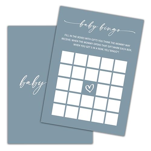 Blue Baby Shower Game, Baby Shower Bingo Game Cards, Gender Reveal Party Game, Baby Shower Party Activities & Decorations -25 Game Cards(A01)