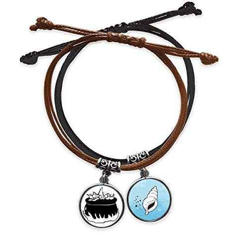 Pulsera Halloween de cuero negro con cuerda ajustable DIYthinker para amuleto de terror unisex