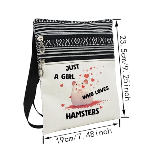 Just Love Hamsters Messenger Bag Small Ethnic Pattern Printed Adjustable Strap Crossbody Zipper Bag Phone Bag Wallet Cute Shoulder Handbag for Hamster Lovers Women Friends2