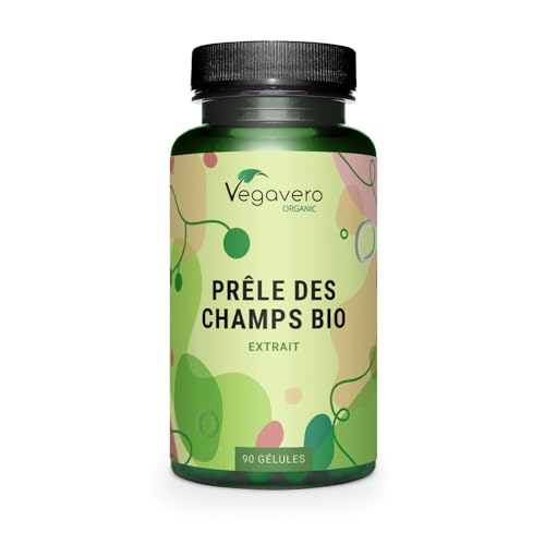 Prêle des Champs BIO | Extraction FRANÇAISE | 1000 mg d’Extrait Supérieur (5 :1) | Silicium Organique pour Cheveux + Circulation + Peau | Sans Additifs | 90 Gélules | VEGAN | Vegavero®
