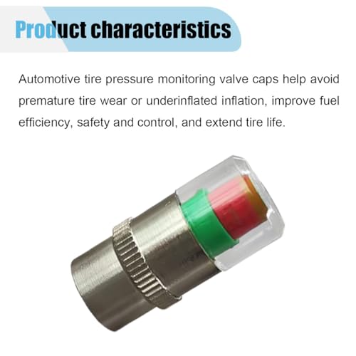 12PCS Car Tire Pressure Monitor Valve Stem Caps, 3-Color Eye Alert Valve Stem Caps Sensor Indicator, 2.4Bar 36PSI Tire Pressure Gauge Valve Caps for Cars, SUVs, Trucks, Motorcycles, Bicycles (Silver)