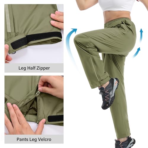 Ourcan Calça de chuva feminina à prova d'água, leve, respirável, caminhada, ciclismo, uso ao ar liv