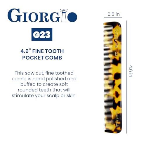 Peine Giorgio G23 Handmade Fine Tooth para Hombre 4.6" miniatura 3