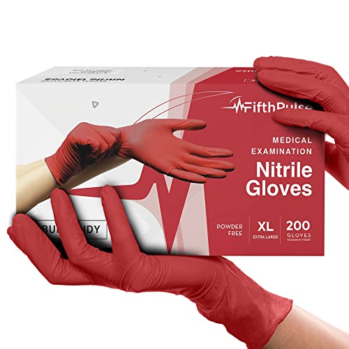 Light Burgundy Nitrile Disposable Gloves - 200 Count - 3 Mil Nitrile Gloves X Large - Powder and Latex Free Rubber Gloves - Surgical Medical Exam Gloves - Food Safe Cooking Gloves