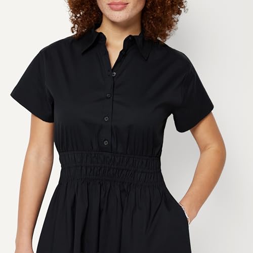 Robe ajustée et évasée en popeline de coton qui galbe la taille