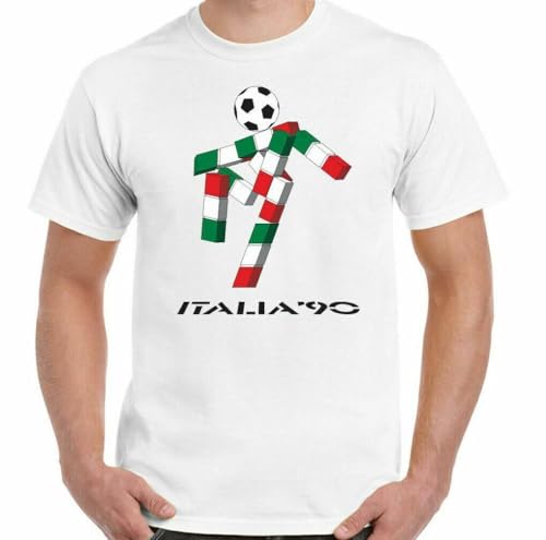donghuan Italia 90 T-Shirt Mens Retro 1990 World Cup Football Retro Logo Kit Italy Top