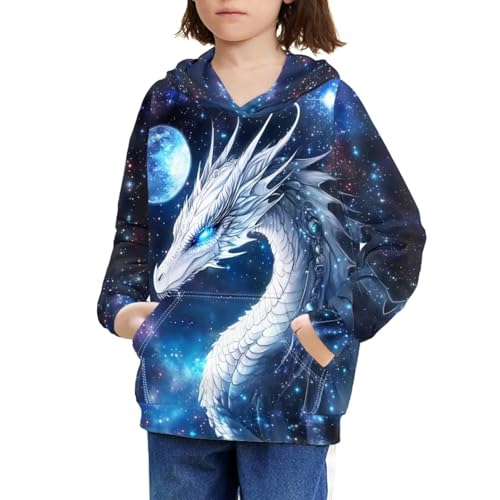 Image of WELLFLYHOM Boys Hooded Sweatshirts Hoodie Pullover Cool Graphic Crewneck Blouses Size 6-16