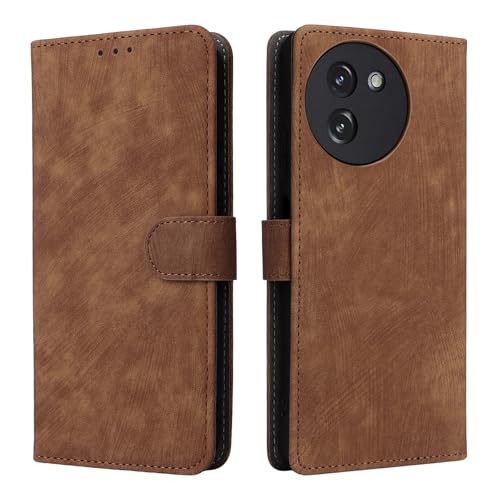 Housse Doogee Note 59 Pro marron en cuir rabattable antichoc