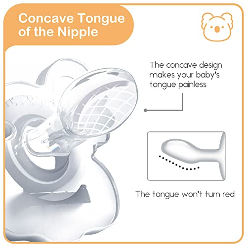 Tyry.hu Soother Baby Pacifiers , Bpa-Free Silicone Newborn Pacifiers With Leaf Handle & 2 Air Holes For Safety To Baby, Koala Shape Pacifier, 4 Set With Pacifier Holder Case(Clear) #TOP1