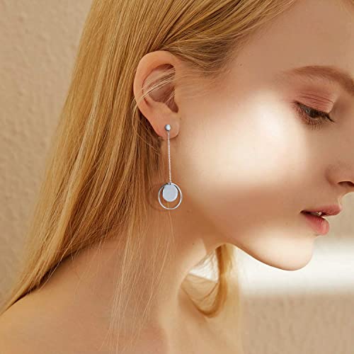Gumena Silver Dangle Earrings For Women, 316L Surgical Steel Earrings For Women, Hypoallergenic Earrings For Sensitive Ears, Titanium Hanging Earrings For Women #TOP3
