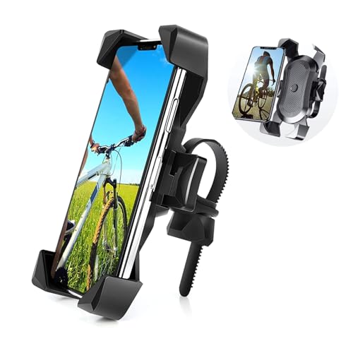 2024 Upgrade Adjustable Bicycle Mobile Phone Holder Waterproof & Shockproof Universal Bike Mount per iPhone Samsung Huawei 360° Rotatable Cycle per Handlebars