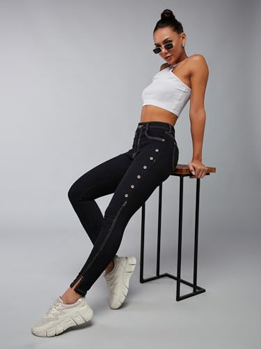 Image of Dolce Crudo Women's Skinny High Rise Bleached Cropped Stretchable Denim Jeans