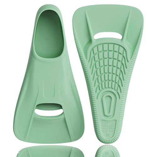 Swim Fins Adult Swim Training Fins for Pool Lap Swimming Comfortable Silicone Full Foot Pocket Travel Size Fins Short Blade Floating Flippers for Snorkeling Diving Swimming Adult Men Women