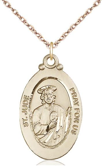 14kt Gold Filled St Jude Pendant on a 20 inch Gold Filled Light Rope Chain.