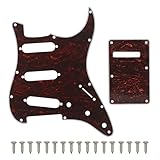 SAPHUE SSS 11 Holes Strat Electric Guitar Pickguard and BackPlate Set for Fender US/Mexico Made Standard Stratocaster Modern Style Guitar Parts (3Ply Red Tortoise)