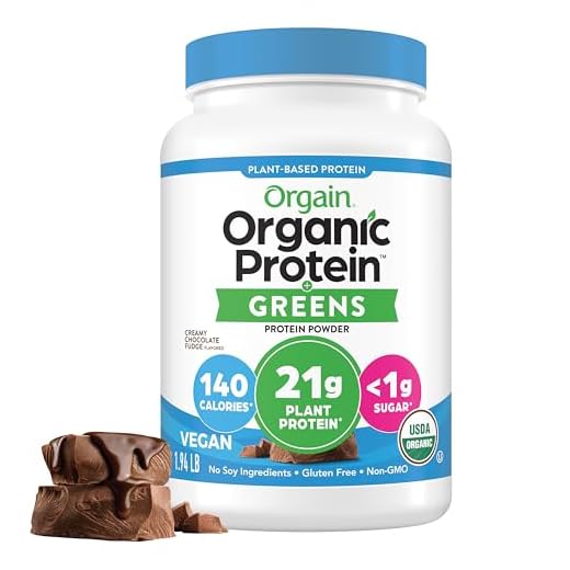 Orgain Organic Vegan Protein Powder + Greens, Creamy Chocolate Fudge - 21g Plant Based Protein, Gluten Free, Dairy & Lactose Free, Soy Free, No Sugar Added, Iron & Prebiotics for Gut Health - 1.94lb