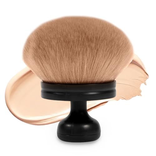 Foonary Brocha autobronceadora, brocha ancha para maquillaje de setas, de 7,4 cm de diámetro, para base de maquillaje, crema solar, corrector y rubor, brocha Kabuki