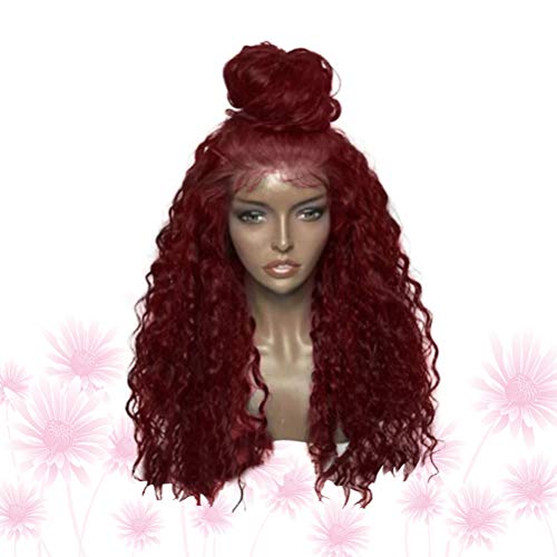 Lurrose Capacete feminino peruca de fibra química de 14 polegadas peruca longa encaracolada africana