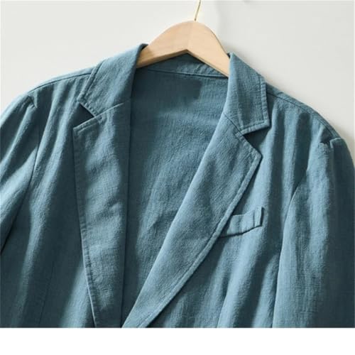 Generic Men's Linen Cotton Blazer buttons Long Sleeve Casual Business Loose Solid Color Suit Jackets3