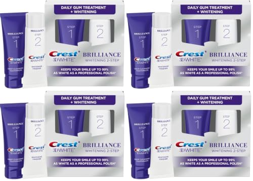 Crest 3D White Brilliance 2 Step Kit, Crest 3D White Toothpaste, Deep Clean Toothpaste (4oz) + Teeth Whitening Gel (2.3oz), Total 6.3 Ounce (Pack of 4) - image 1