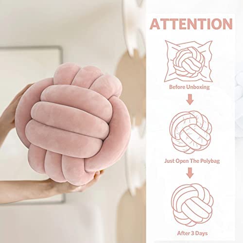 Jemsia Knot Ball Pillow Round Decorative Throw Cushion Pillows,White Soft Velvet Plush Knotted Pillow For Sofa,Bed,Armchairs,Nursery Room Decor Cushion,Diam 20Cm #TOP4