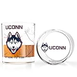 Greenline Goods – University of Connecticut Huskies College Whiskey Glasses (Set of 2), 10 oz – Full-Color Logo + Campus Map